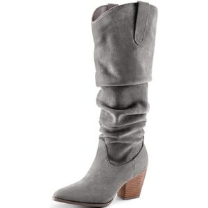 NWT Knee High Slouchy Boots Western Gray